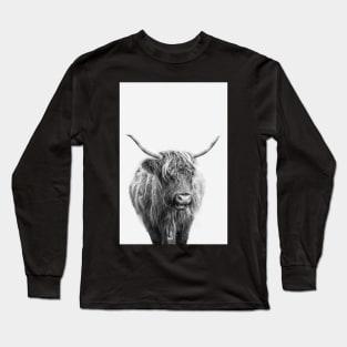 Highlander Cow In Black And White Long Sleeve T-Shirt